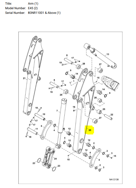 Balancier pour Bobcat E45 - 7312301